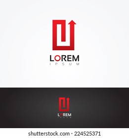 Vector graphic arrow themed alphabet symbol for your company / Letter U