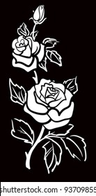 Vector graphic art of Rose flower with leaves