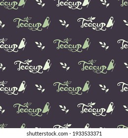 Vektorgrafik-Tee-Cup Silhouette und Typografie-Dekoration Nahtlose Muster können für Hintergrund und Bekleidung verwendet werden