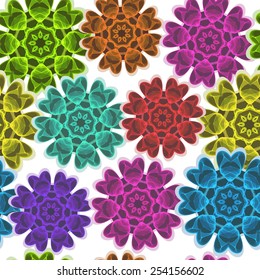 Vector graphic, artistic, Decorative seamless pattern with stylized flowers watercolor