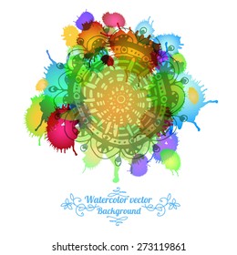 Vector graphic, artistic image of a flower on a background ink droplets, watercolor. The composition can be used to design T-shirt, clothes, dishes, advertising, business greeting cards, invitations.
