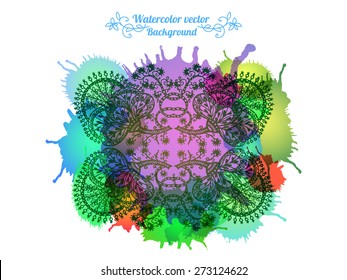 Vector graphic, artistic image of a flower on a background of ink droplets. The composition can be used to design T-shirt, clothes, dishes, advertising, original print,  greeting cards, invitations.
