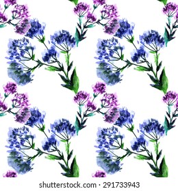 Vector graphic, artistic, romantic image of seamless pattern watercolor bouquet Flowers on a white background. Can be used for design print fabric, wallpaper, wrapping paper