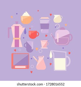 Vector graphic, artistic, stylized image of coffee set graphic element 