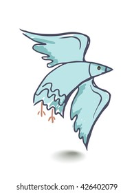 Vector graphic, artistic, stylized image of dove of peace