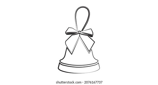 Línea gráfica vectorial de una señal de una sola campana de una ilustración para la campana de Navidad. Símbolo de alarma de decoración.