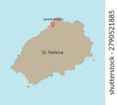 Vector graphic artwork suitable for print and web containing flat detailed map of SAINT HELENA