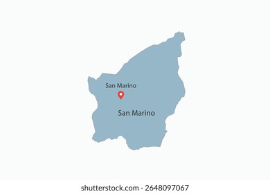 Vector graphic artwork suitable for print and web containing flat detailed map of SAN MARINO