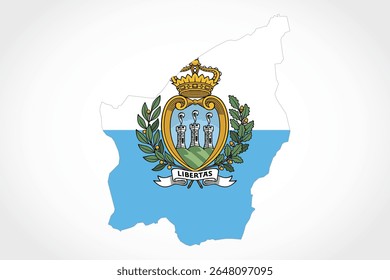 Vector graphic artwork suitable for print and web containing flat detailed map of SAN MARINO