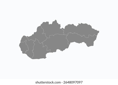 Vector graphic artwork suitable for print and web containing flat detailed map of SLOVAKIA