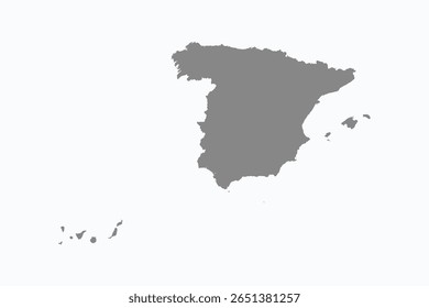 Vector graphic artwork suitable for print and web containing flat detailed map of SPAIN