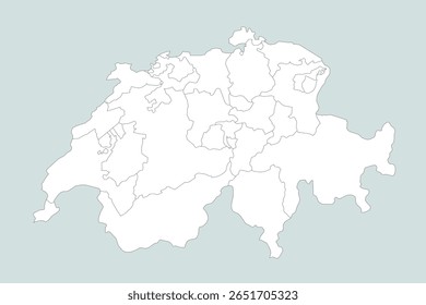 Vector graphic artwork suitable for print and web containing flat detailed map of SWITZERLAND
