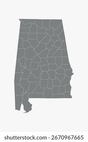 Arte gráfica vetorial adequada para impressão e web contendo mapa plano detalhado do ALABAMA