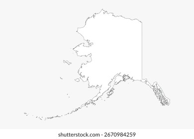 Vector graphic artwork suitable for print and web containing flat detailed map of ALASKA