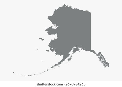 Vector graphic artwork suitable for print and web containing flat detailed map of ALASKA
