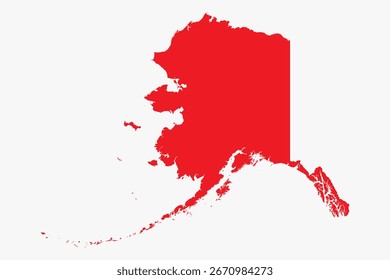 Vector graphic artwork suitable for print and web containing flat detailed map of ALASKA