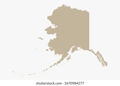 Vector graphic artwork suitable for print and web containing flat detailed map of ALASKA