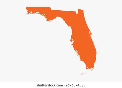 Arte gráfica vetorial adequada para impressão e web contendo mapa plano detalhado da FLÓRIDA