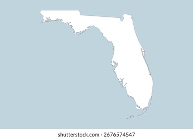 Vector graphic artwork suitable for print and web containing flat detailed map of FLORIDA