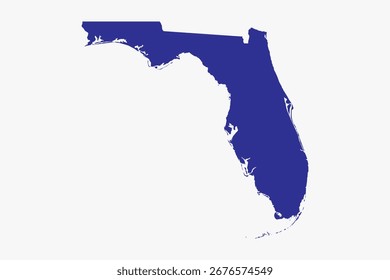 Vector graphic artwork suitable for print and web containing flat detailed map of FLORIDA