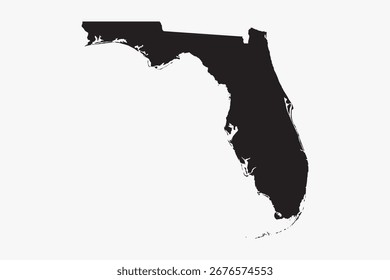 Vector graphic artwork suitable for print and web containing flat detailed map of FLORIDA