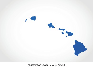 Vector graphic artwork suitable for print and web containing flat detailed map of HAWAII