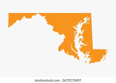 Vector graphic artwork suitable for print and web containing flat detailed map of MARYLAND