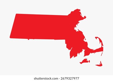 Vector graphic artwork suitable for print and web containing flat detailed map of MASSACHUSETTS