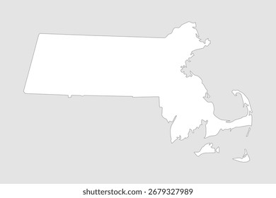 Arte gráfica vetorial adequada para impressão e web contendo mapa plano detalhado de MASSACHUSETTS