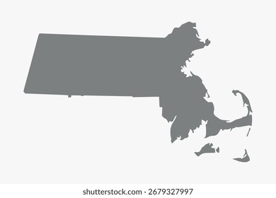 Arte gráfica vetorial adequada para impressão e web contendo mapa plano detalhado de MASSACHUSETTS