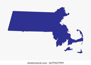 Vector graphic artwork suitable for print and web containing flat detailed map of MASSACHUSETTS