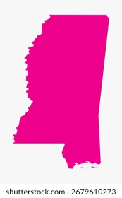 Vector graphic artwork suitable for print and web containing flat detailed map of MISSISSIPPI