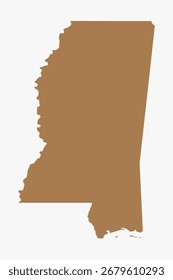 Arte gráfica vetorial adequada para impressão e web contendo mapa plano detalhado de MISSISSIPPI