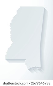Vector graphic artwork suitable for print and web containing flat detailed map of MISSISSIPPI