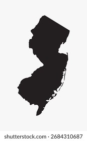 Vector graphic artwork suitable for print and web containing flat detailed map of NEW JERSEY
