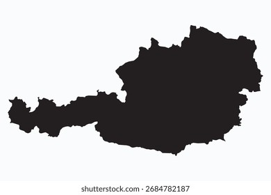 Arte gráfica vetorial adequada para impressão e web contendo mapa plano detalhado de ÁUSTRIA