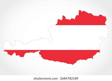 Vector graphic artwork suitable for print and web containing flat detailed map of AUSTRIA
