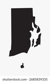 Vector graphic artwork suitable for print and web containing flat detailed map of RHODE ISLAND