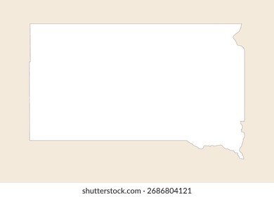 Vector graphic artwork suitable for print and web containing flat detailed map of SOUTH DAKOTA