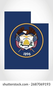 Vector graphic artwork suitable for print and web containing flat detailed map of UTAH