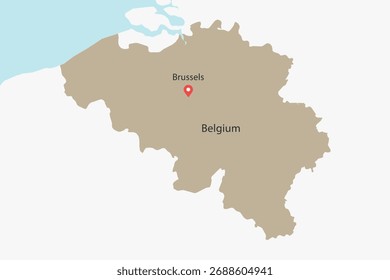 Vector graphic artwork suitable for print and web containing flat detailed map of BELGIUM