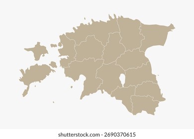 Vector graphic artwork suitable for print and web containing flat detailed map of ESTONIA