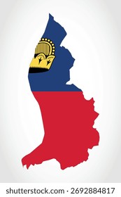 Vector graphic artwork suitable for print and web containing flat detailed map of LIECHTENSTEIN