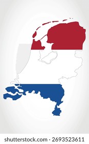Vector graphic artwork suitable for print and web containing flat detailed map of NETHERLANDS