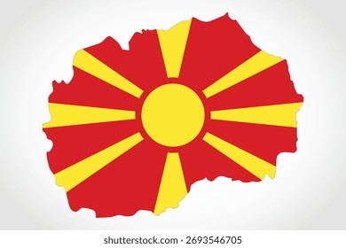Vector graphic artwork suitable for print and web containing flat detailed map of NORTH MACEDONIA