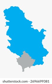 Vector graphic artwork suitable for print and web containing flat detailed map of SERBIA
