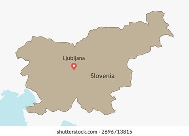 Vector graphic artwork suitable for print and web containing flat detailed map of SLOVENIA