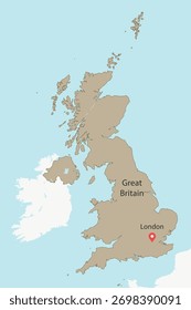Arte gráfica vetorial adequada para impressão e web contendo mapa plano detalhado do REINO UNIDO
