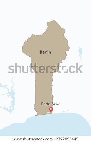 Vector graphic artwork suitable for print and web containing flat detailed map of BENIN