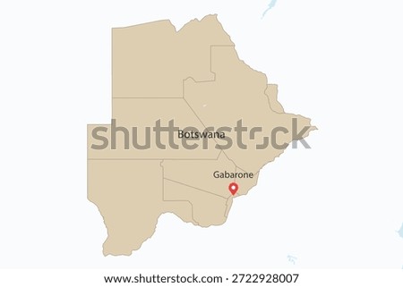Vector graphic artwork suitable for print and web containing flat detailed map of BOTSWANA